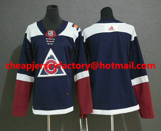 Women's Colorado Avalanche Blank Navy Blue Alternate Adidas Stitched NHL Jersey