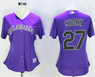Women's Colorado Rockies #27 Trevor Story Purple Alternate Stitched MLB Jersey