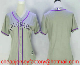 Women's Colorado Rockies Blank Gray Road Stitched MLB Cool Base Jersey