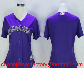 Women's Colorado Rockies Blank Purple Stitched MLB Cool Base Jersey