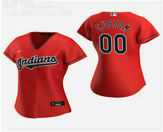 Women's Custom Cleveland Indians 2020 Red Alternate Replica Jersey