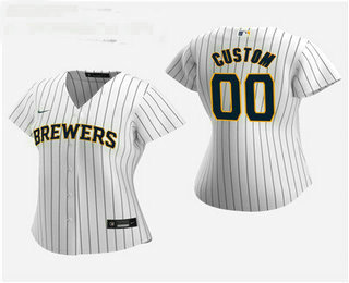 Women's Custom Milwaukee Brewers 2020 White Alternate Replica Jersey