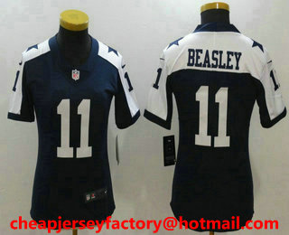 Women's Dallas Cowboys #11 Cole Beasley Navy Blue Thanksgiving 2017 Vapor Untouchable Stitched NFL Nike Limited Jersey