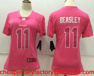 Women's Dallas Cowboys #11 Cole Beasley Pink Fashion 2017 Rush NFL Nike Limited Jersey
