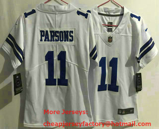 Women's Dallas Cowboys #11 Micah Parsons White 2021 Vapor Untouchable Stitched NFL Nike Limited Jersey
