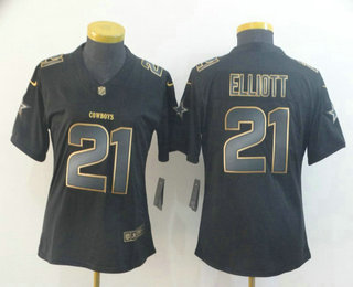 Women's Dallas Cowboys #21 Ezekiel Elliott Black Gold 2019 Vapor Untouchable Stitched NFL Nike Limited Jersey