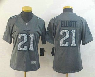 Women's Dallas Cowboys #21 Ezekiel Elliott Gray Fashion Static 2019 Vapor Untouchable Stitched NFL Nike Limited Jersey