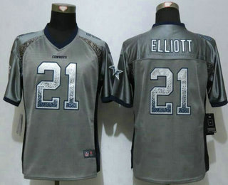 Women's Dallas Cowboys #21 Ezekiel Elliott Grey Drift Fashion NFL Nike Jersey