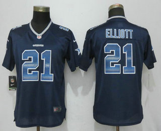 Women's Dallas Cowboys #21 Ezekiel Elliott Black Strobe Stitched NFL Nike Fashion Jersey