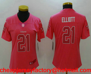 Women's Dallas Cowboys #21 Ezekiel Elliott Pink Fashion 2017 Rush NFL Nike Limited Jersey