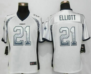 Women's Dallas Cowboys #21 Ezekiel Elliott White Drift Fashion NFL Nike Jersey