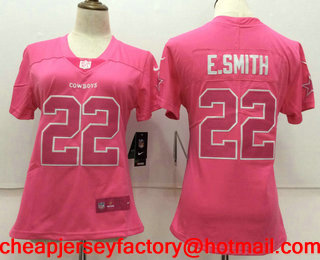 Women's Dallas Cowboys #22 Emmitt Smith Pink Fashion 2017 Rush NFL Nike Limited Jersey