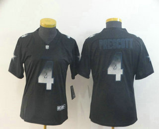 Women's Dallas Cowboys #4 Dak Prescott Black 2019 Vapor Smoke Fashion Stitched NFL Nike Limited Jersey