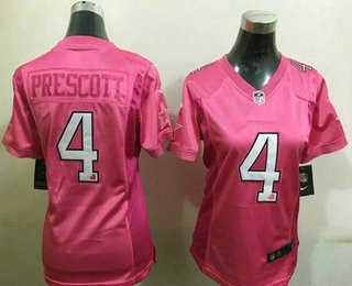 Women's Dallas Cowboys #4 Dak Prescott Pink Love Stitched NFL Nike Fashion Jersey