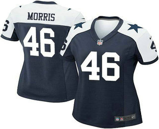 Women's Dallas Cowboys #46 Alfred Morris Navy Blue Thanksgiving Throwback Game Jersey