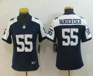 Women's Dallas Cowboys #55 Leighton Vander Esch Blue Thanksgiving 2017 Vapor Untouchable Stitched NFL Nike Limited Jersey