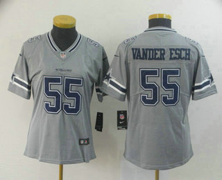 Women's Dallas Cowboys #55 Leighton Vander Esch Grey 2019 Inverted Legend Stitched NFL Nike Limited Jersey