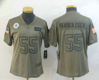 Women's Dallas Cowboys #55 Leighton Vander Esch NEW Olive 2019 Salute To Service Stitched NFL Nike Limited Jersey