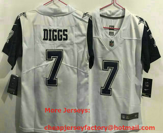 Women's Dallas Cowboys #7 Trevon Diggs 2021 White Thanksgiving Limited Stitched Jersey