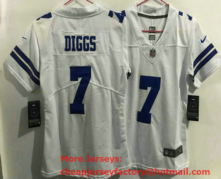 Women's Dallas Cowboys #7 Trevon Diggs White 2021 Vapor Untouchable Stitched NFL Nike Limited Jersey