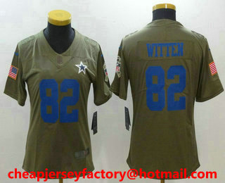 Women's Dallas Cowboys #82 Jason Witten Olive 2017 Salute To Service Stitched NFL Nike Limited Jersey