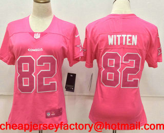 Women's Dallas Cowboys #82 Jason Witten Pink Fashion 2017 Rush NFL Nike Limited Jersey