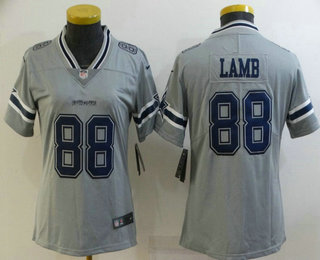 Women's Dallas Cowboys #88 CeeDee Lamb Grey 2020 Inverted Legend Stitched NFL Nike Limited Jersey