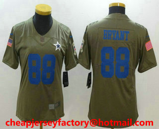 Women's Dallas Cowboys #88 Dez Bryant Olive 2017 Salute To Service Stitched NFL Nike Limited Jersey