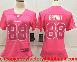 Women's Dallas Cowboys #88 Dez Bryant Pink Fashion 2017 Rush NFL Nike Limited Jersey