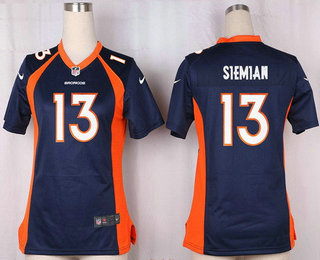Women's Denver Broncos #13 Trevor Siemian Navy Blue Alternate Stitched NFL Nike Game Jersey