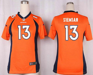 Women's Denver Broncos #13 Trevor Siemian Orange Team Color Stitched NFL Nike Game Jersey