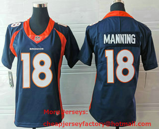 Women's Denver Broncos #18 Peyton Manning Navy Blue 2017 Vapor Untouchable Stitched NFL Nike Limited Jersey
