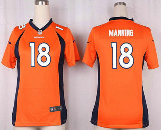 Women's Denver Broncos #18 Peyton Manning Orange Team Color Stitched NFL Nike Game Jersey