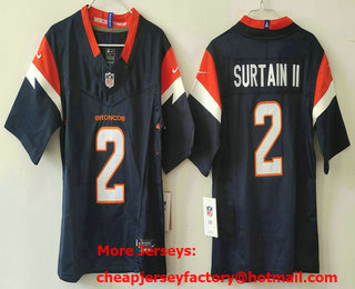 Women's Denver Broncos #2 Patrick Surtain II Limited Navy FUSE Vapor Jersey