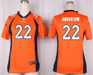 Women's Denver Broncos #22 C. J. Anderson Orange Team Color Stitched NFL Nike Game Jersey