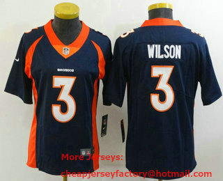 Women's Denver Broncos #3 Russell Wilson Navy Blue 2022 Vapor Untouchable Stitched NFL Nike Limited Jersey