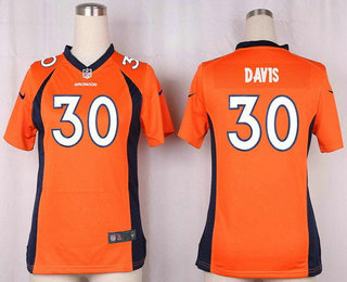 Women's Denver Broncos #30 Terrell Davis Orange Team Color Stitched NFL Nike Game Jersey