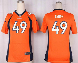 Women's Denver Broncos #49 Dennis Smith Orange Team Color Stitched NFL Nike Game Jersey
