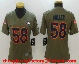 Women's Denver Broncos #58 Von Miller Olive 2017 Salute To Service Stitched NFL Nike Limited Jersey