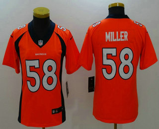 Women's Denver Broncos #58 Von Miller Orange 2017 Vapor Untouchable Stitched NFL Nike Limited Jersey