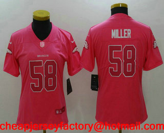 Women's Denver Broncos #58 Von Miller Pink Fashion 2017 Rush NFL Nike Limited Jersey