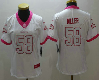 Women's Denver Broncos #58 Von Miller White Pink 2016 Color Rush Fashion NFL Nike Limited Jersey