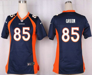 Women's Denver Broncos #85 Virgil Green Navy Blue Alternate Stitched NFL Nike Game Jersey