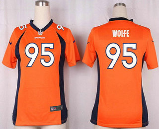 Women's Denver Broncos #95 Derek Wolfe Orange Team Color Stitched NFL Nike Game Jersey