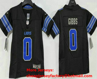 Women's Detroit Lions #0 Jahmyr Gibbs Limited Black Vapor Jersey
