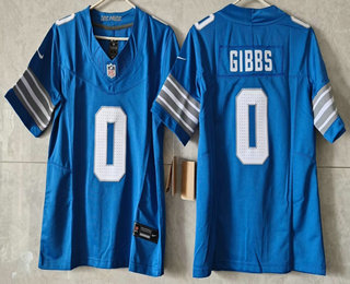 Women's Detroit Lions #0 Jahmyr Gibbs Limited Blue FUSE Jersey