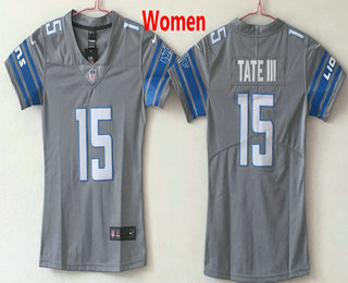 Women's Detroit Lions #15 Golden Tate III Steel Gray 2017 Color Rush Stitched NFL Nike Limited Jersey