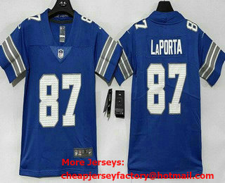 Women's Detroit Lions #87 Sam Laporta Limited Blue Vapor Jersey