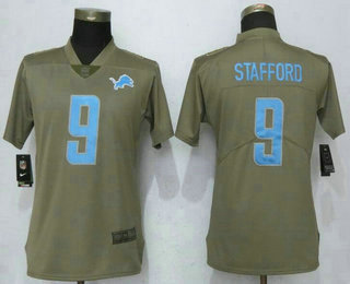 Women's Detroit Lions #9 Matthew Stafford Olive 2017 Salute To Service Stitched NFL Nike Limited Jersey