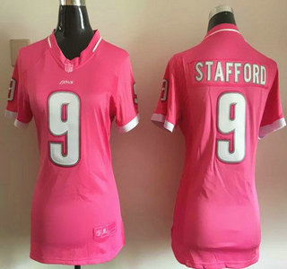Women's Detroit Lions #9 Matthew Stafford Pink Bubble Gum 2015 NFL Jersey